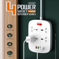 LDNIO SC4407 Power Socket 4 USB Charger With Power Extension Cord